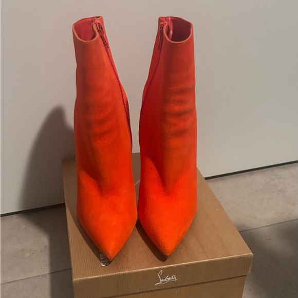 Christian Louboutin Shoes - Christian Louboutin Women's Vibrant Orange Heeled Booties
